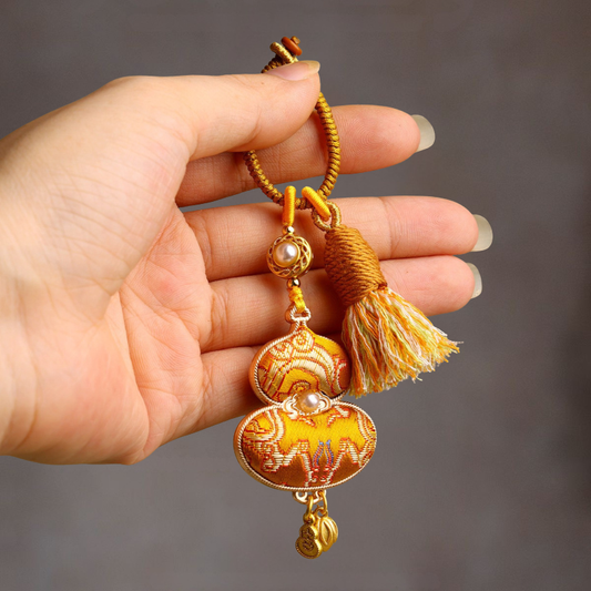 Embroidered Gourd Charm | Classic Symbol of Good Fortune with Braided Tassel