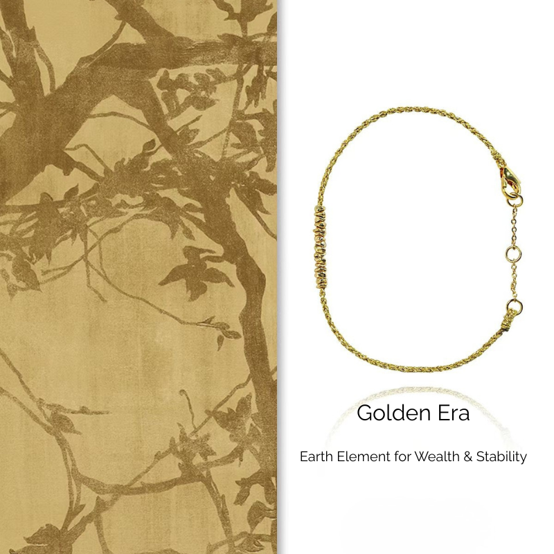 Bracelet | Five Elements Cord – Golden Era —— Wealth & Stability for Earth Element