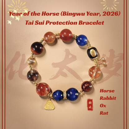 2026 Tai Sui Protection Bracelet - For Rat, Ox, Rabbit, Horse Zodiac | Blessed Talisman