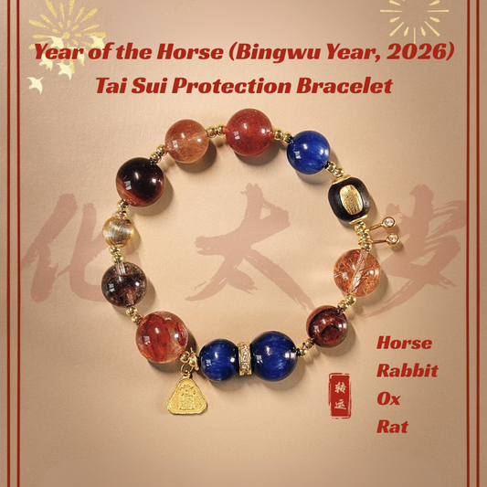 2026 Tai Sui Protection Bracelet - For Rat, Ox, Rabbit, Horse Zodiac | Blessed Talisman