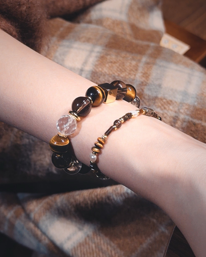 Four-Way Fortune, Tiger Eye & Clear Quartz Bracelet, Attract Wealth