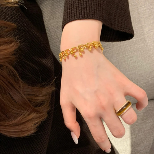 Gold-Plated 925 Silver｜Bountiful Little Pumpkin Bracelet - Gold Chain with Bell for Harvest Luck & Joy