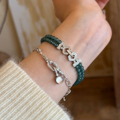 Gold-Plated 925 Silver｜Chalcedony Beaded Bracelet