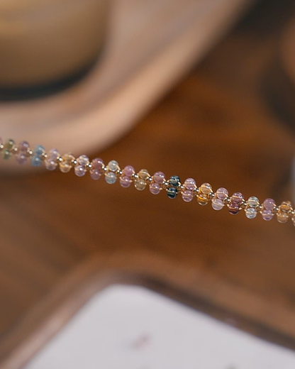 Handwoven, Rainbow, Tourmaline Bracelet, Radiant Luck