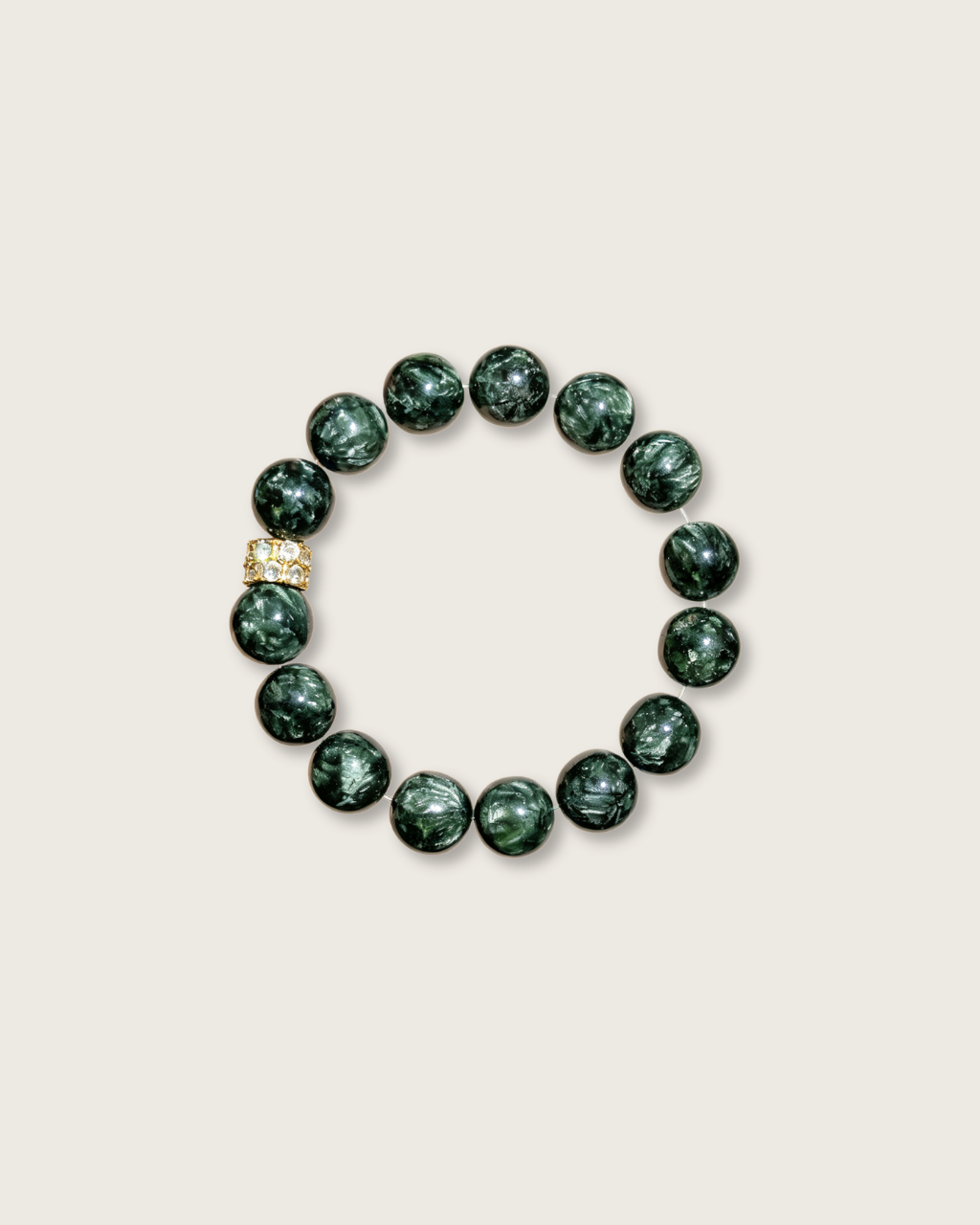 Lucky Bloom, Green Serpentine Bracelet, Clear Negativity