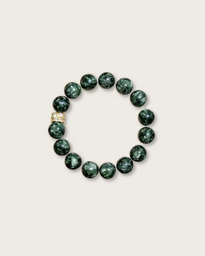 Lucky Bloom, Green Serpentine Bracelet, Clear Negativity