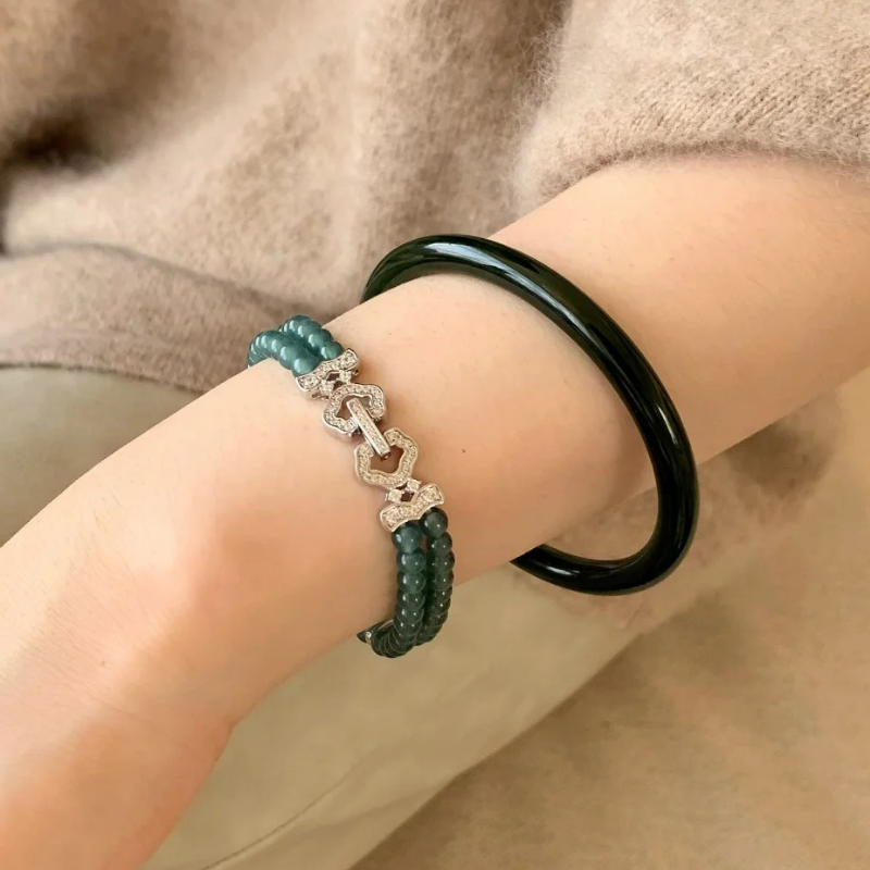 Gold-Plated 925 Silver｜Chalcedony Beaded Bracelet