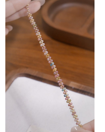 Handwoven, Rainbow, Tourmaline Bracelet, Radiant Luck