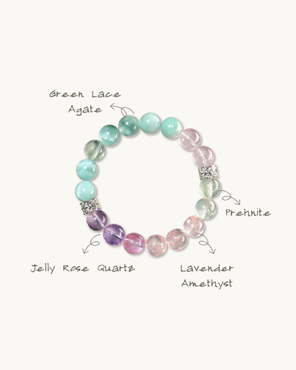 Verdant Bloom, Fluorite & Prehnite Bracelet, Clear Your Mind