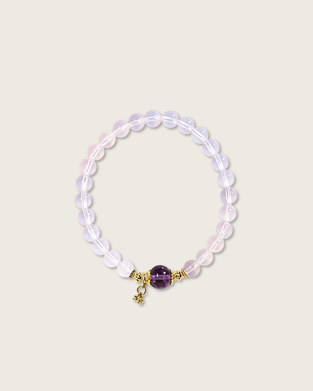 Violet Cream, Amethyst & Rose Quartz Bracelet, Think Clear, Connect Easy
