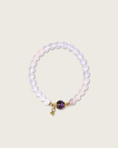 Violet Cream, Amethyst & Rose Quartz Bracelet, Think Clear, Connect Easy