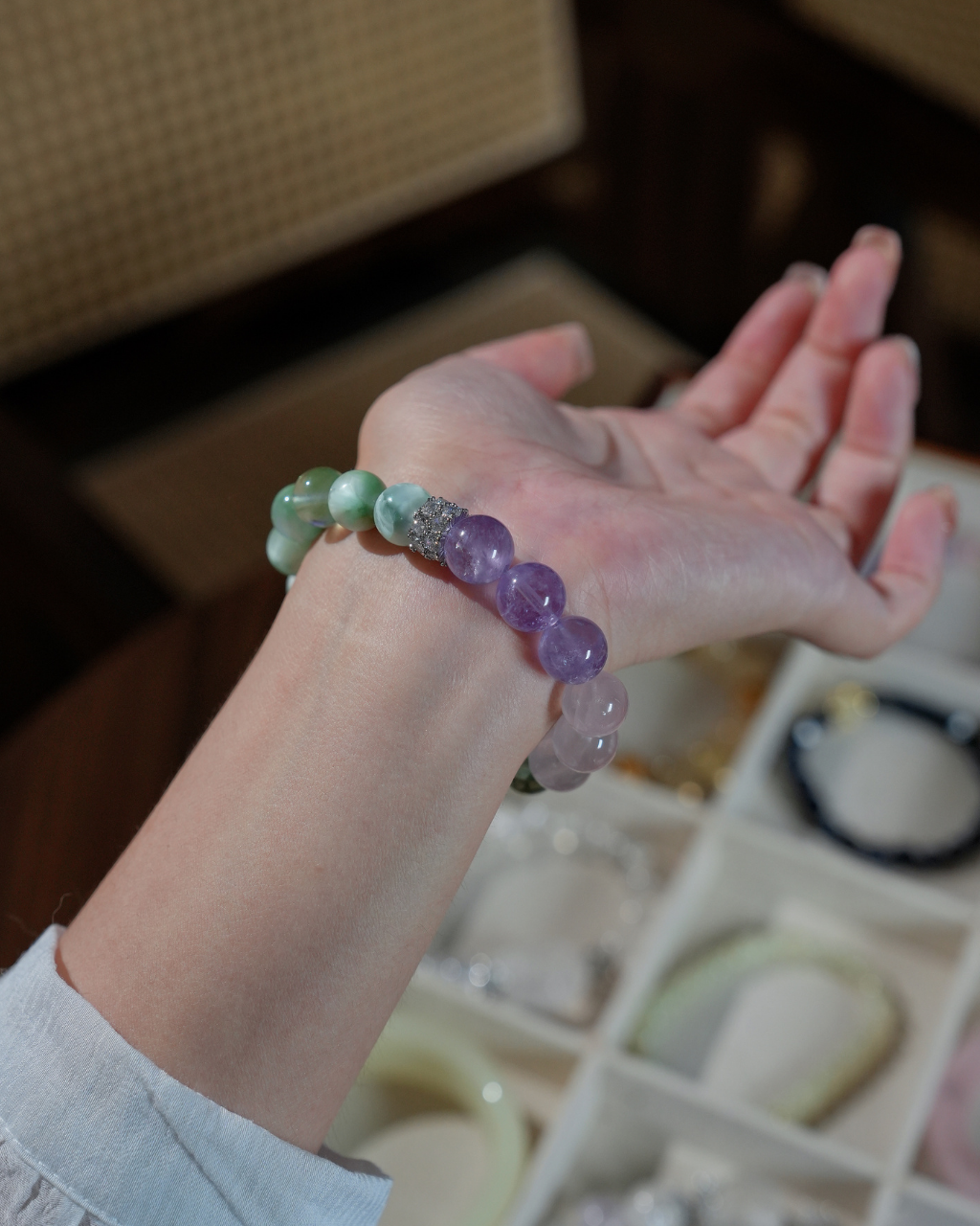 Verdant Bloom, Fluorite & Prehnite Bracelet, Clear Your Mind