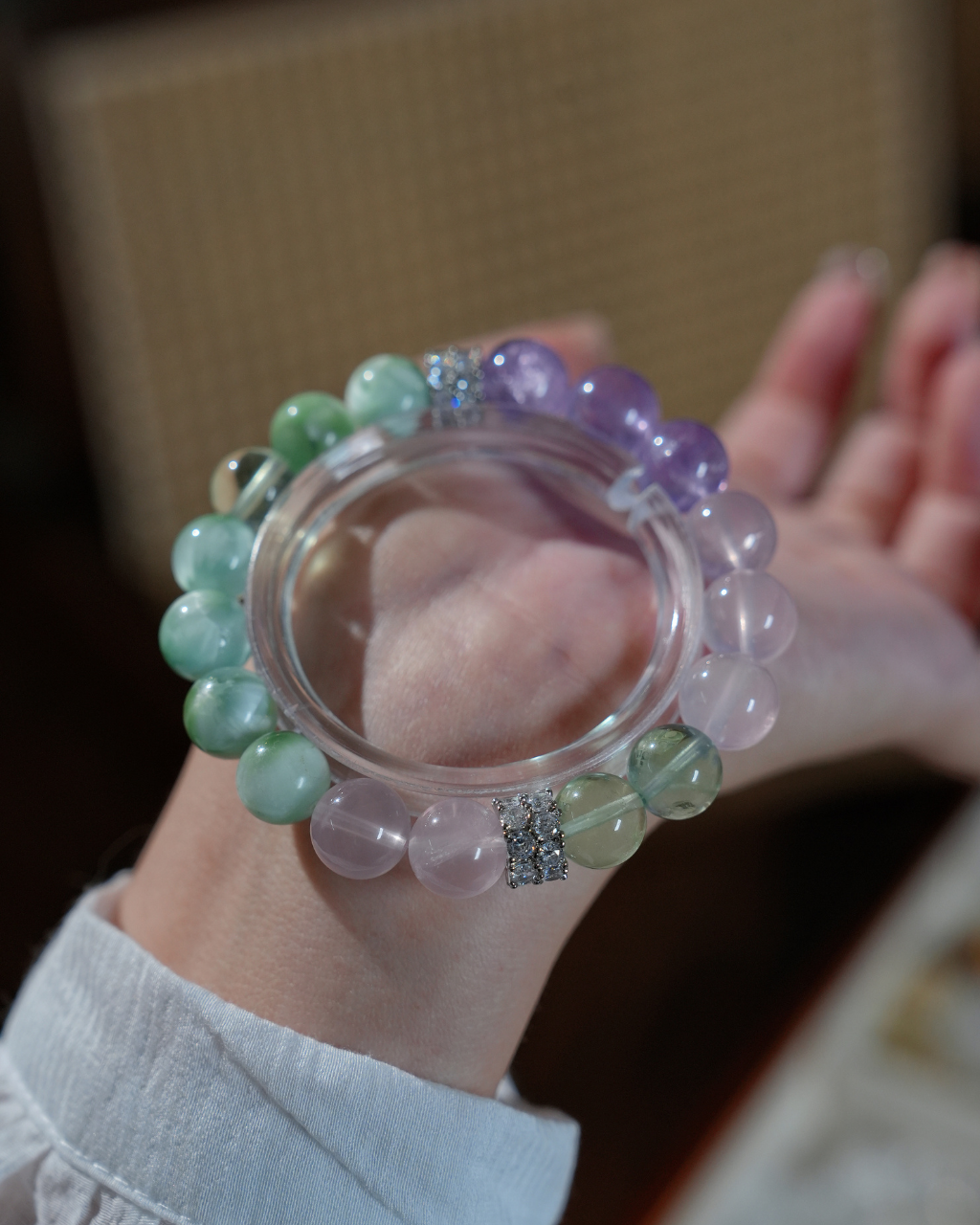 Verdant Bloom, Fluorite & Prehnite Bracelet, Clear Your Mind