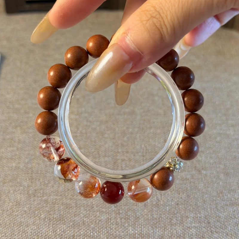 Herbal Incense Bracelet｜"Passion & Vitality", Transparent Red Phantom & Red Agate, Various Herbal Recipes Available