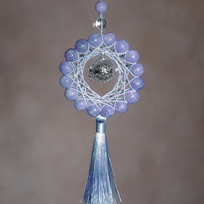 Charm Pendant｜Lilac Chalcedony & Clear Quartz, Calm Mind & Purify Aura