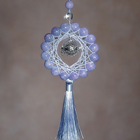 Charm Pendant｜Lilac Chalcedony & Clear Quartz, Calm Mind & Purify Aura