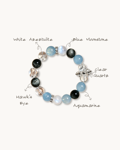 Tidal Cove, Hawk's Eye & Aquamarine Bracelet, Clear Your Energy
