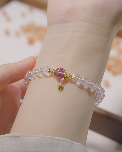 Violet Cream, Amethyst & Rose Quartz Bracelet, Think Clear, Connect Easy