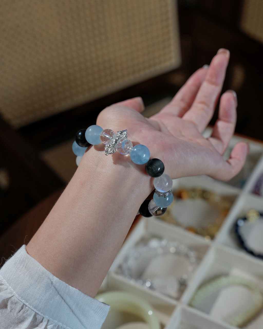 Tidal Cove, Hawk's Eye & Aquamarine Bracelet, Clear Your Energy