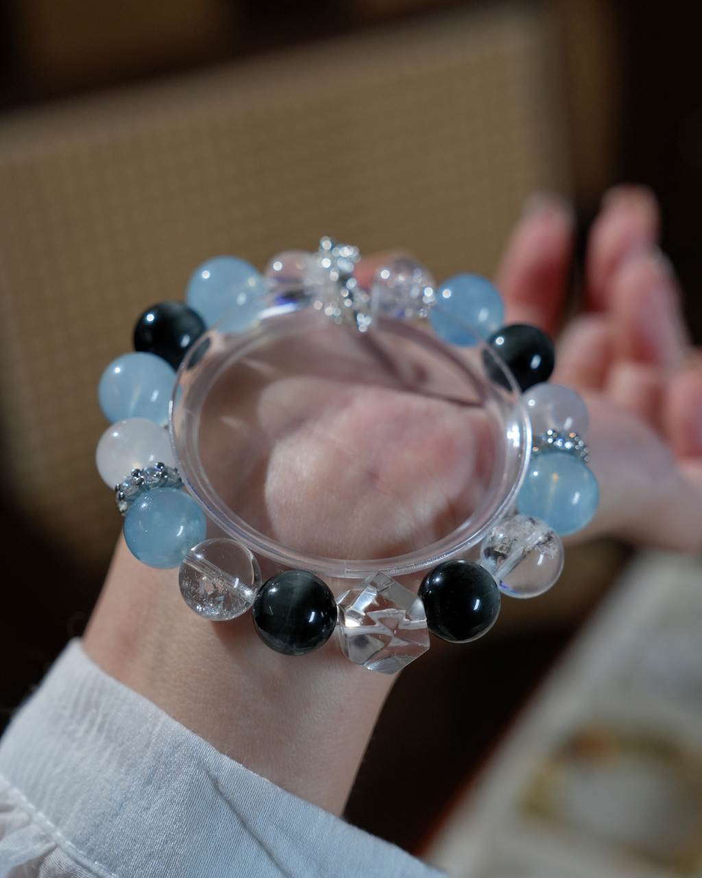 Tidal Cove, Hawk's Eye & Aquamarine Bracelet, Clear Your Energy