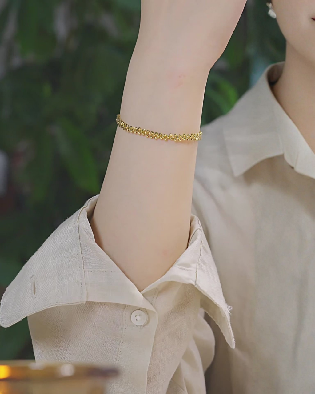 Handwoven, Starlight, Gold-Toned Bead Bracelet, Brighten Your Path