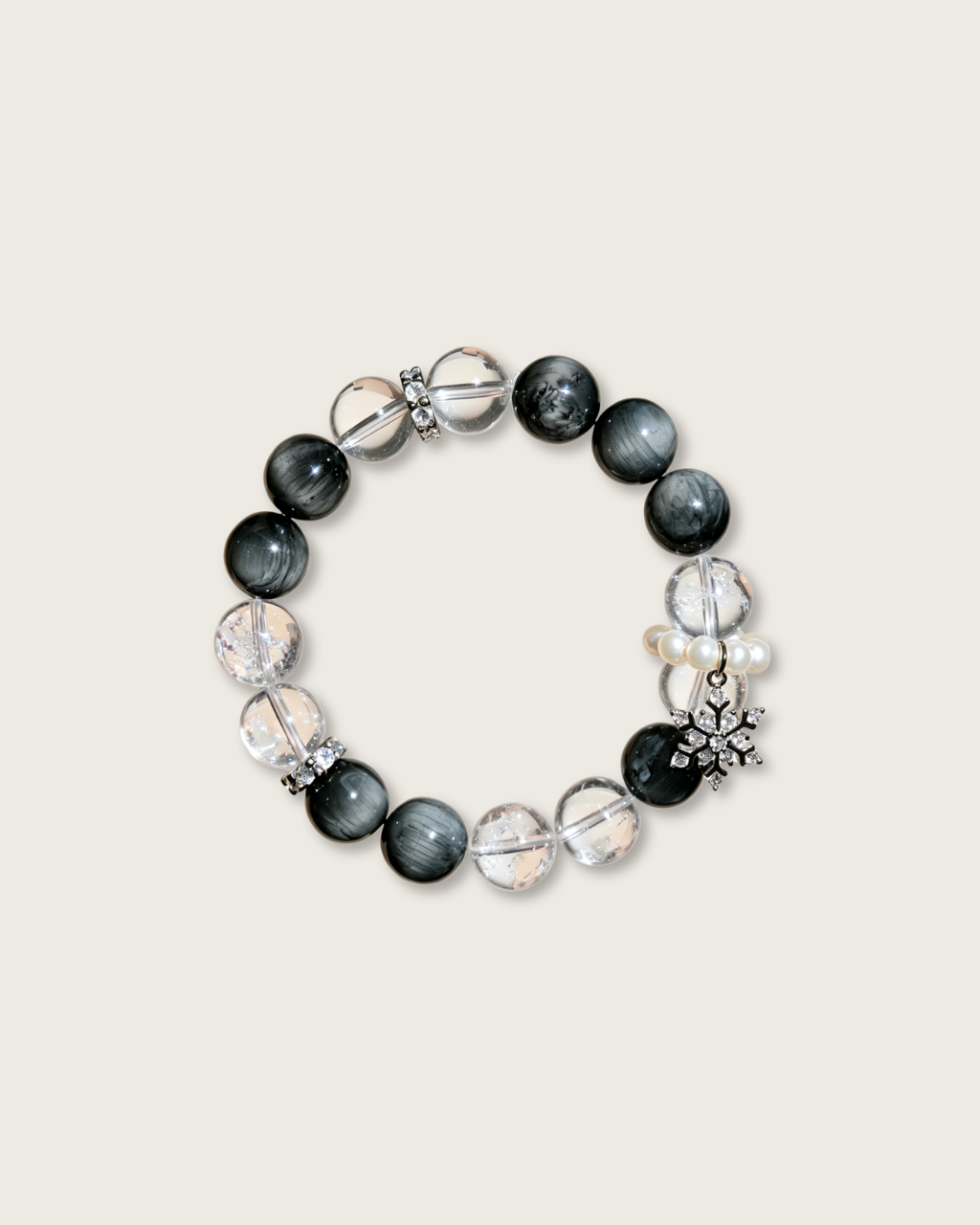 Snowy Peaks, Clear Quartz & Hawk's Eye Bracelet, Boost Your Energy