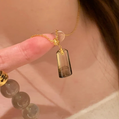 Gold-Plated 925 Silver｜Ink Wash Agate Necklace & Bracelet