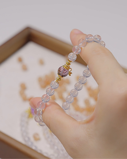 Violet Cream, Amethyst & Rose Quartz Bracelet, Think Clear, Connect Easy