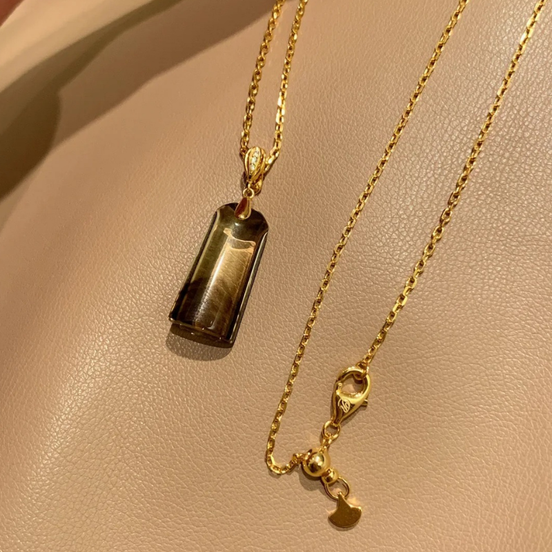 Gold-Plated 925 Silver｜Ink Wash Agate Necklace & Bracelet