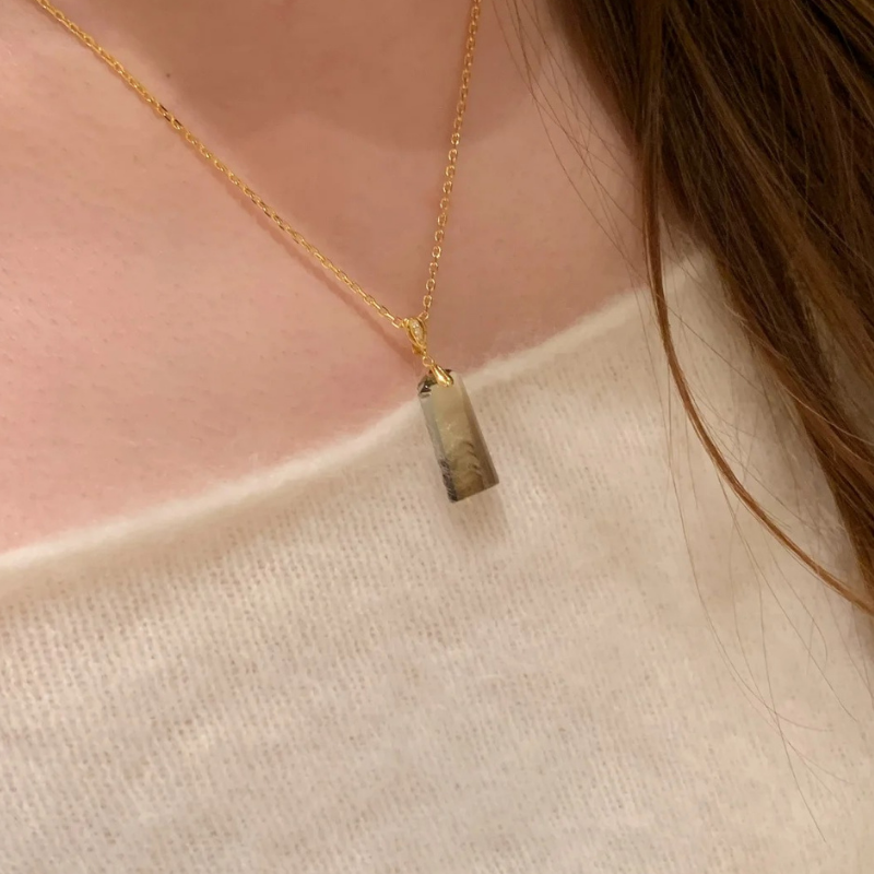 Gold-Plated 925 Silver｜Ink Wash Agate Necklace & Bracelet