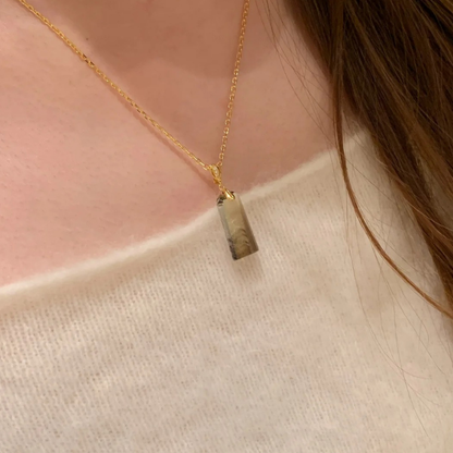 Gold-Plated 925 Silver｜Ink Wash Agate Necklace & Bracelet
