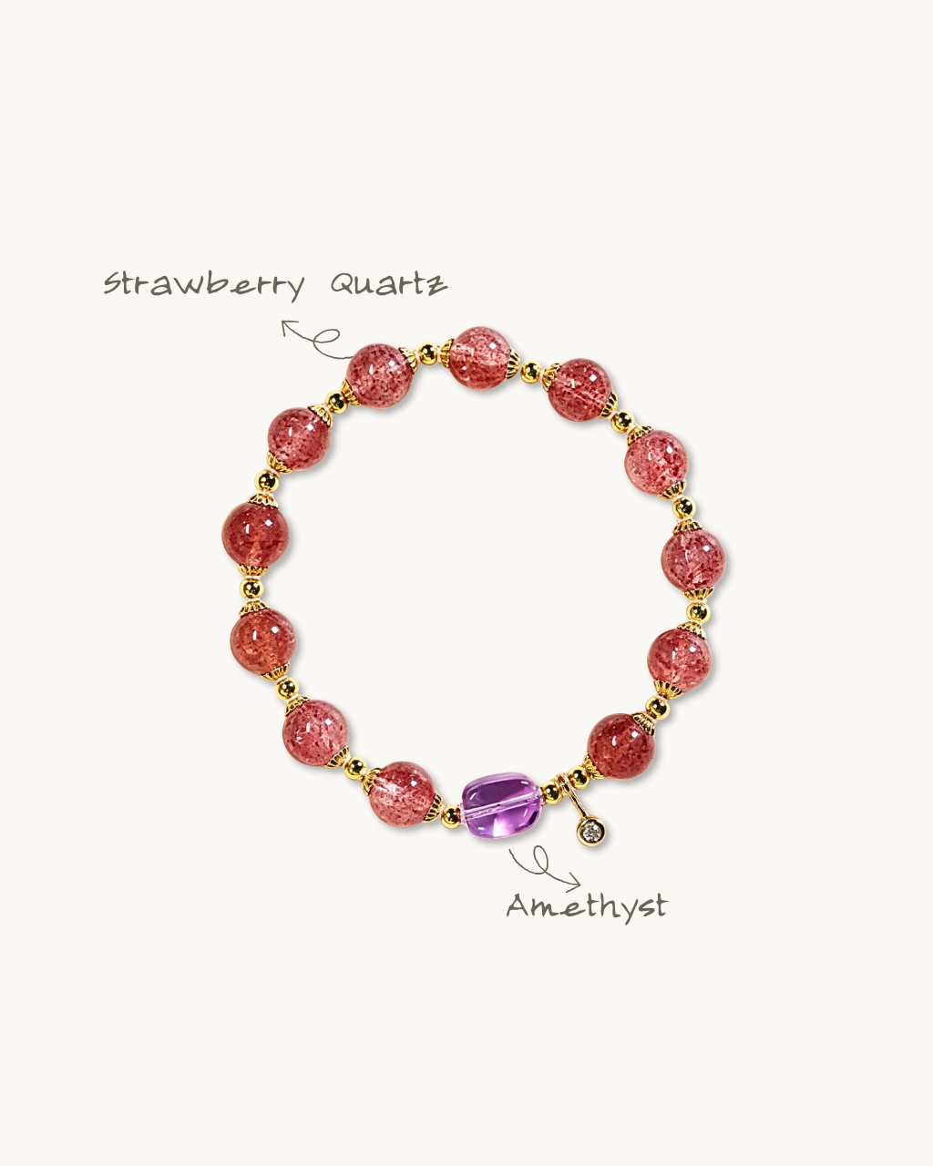 Rose Garden, Strawberry Quartz Bracelet, Bring Love Closer