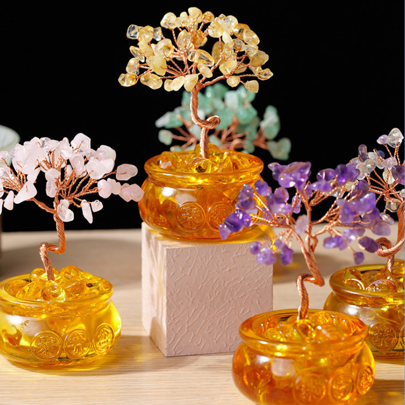 Rose Quartz Feng Shui Tree For Love - Harmony & Relationship Planter