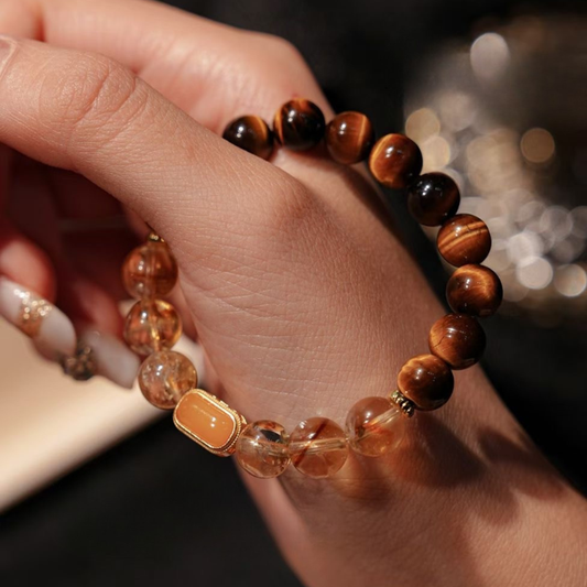 Bracelet｜Amber Glow Tiger's Eye & Citrine for Confidence Communication Wealth