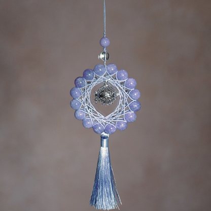 Charm Pendant｜Lilac Chalcedony & Clear Quartz, Calm Mind & Purify Aura