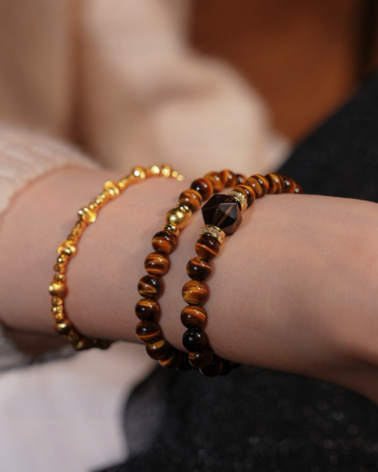 Caramel Amber, Multi-Wrap Tiger Eye Bracelet, Ground & Grow