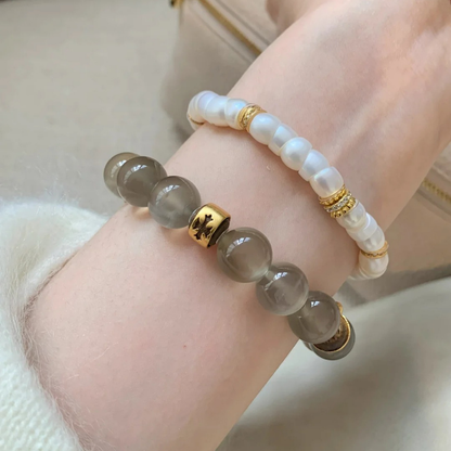 Gold-Plated 925 Silver｜Ink Wash Agate Necklace & Bracelet