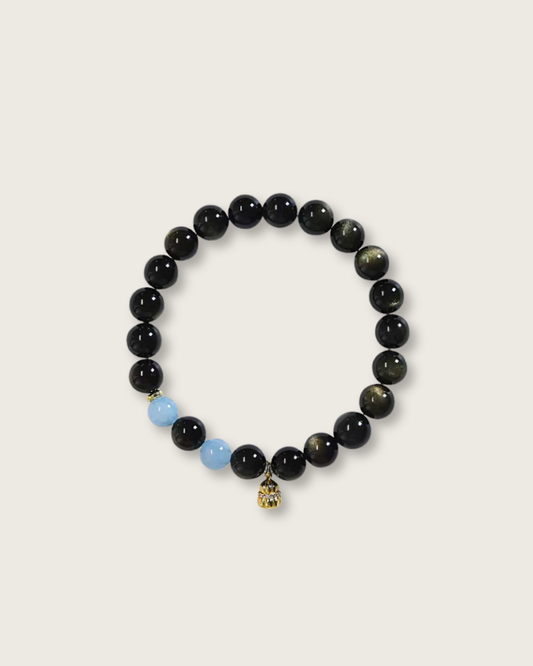Twilight City, Gold Sheen Obsidian Bracelet, Unbreakable Shield