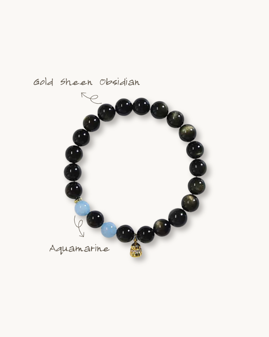 Twilight City, Gold Sheen Obsidian Bracelet, Unbreakable Shield