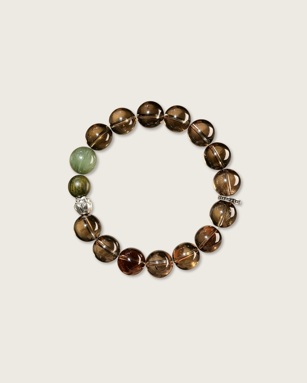 Misty Grove, Smoky Quartz & Sandalwood Bracelet, Soothe Your Stress