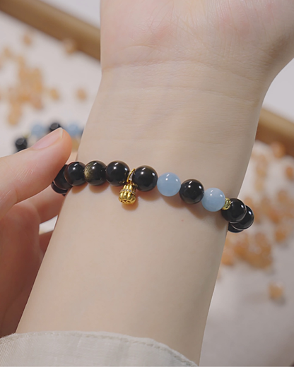 Twilight City, Gold Sheen Obsidian Bracelet, Unbreakable Shield