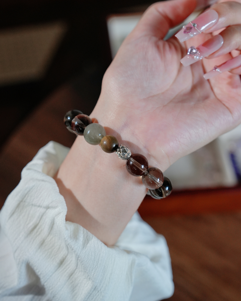Misty Grove, Smoky Quartz & Sandalwood Bracelet, Soothe Your Stress