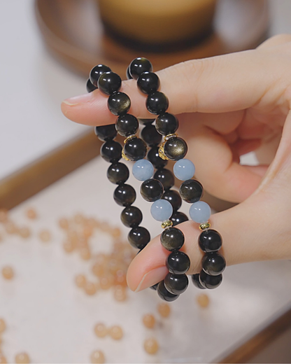 Twilight City, Gold Sheen Obsidian Bracelet, Unbreakable Shield
