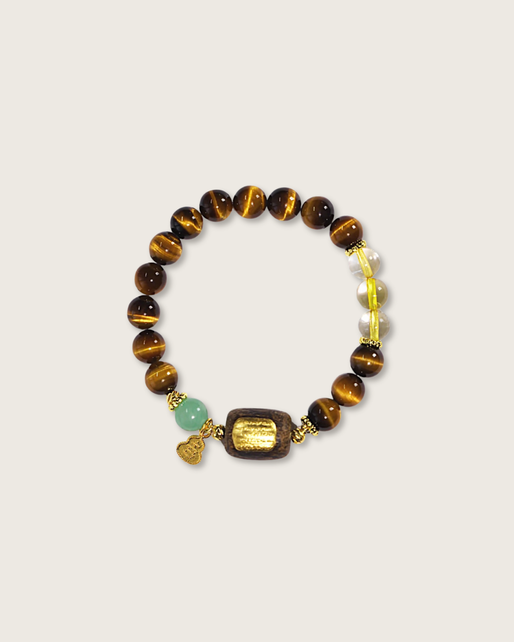 Amber Sandalwood, Tiger Eye & Citrine Bracelet, Attract Wealth