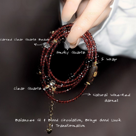 Multi-wrap Bracelet｜"Nine Turns Exquisite" Garnet for Luck & Vitality