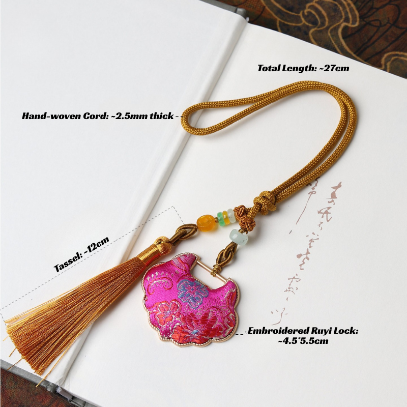 Ruyi Lock Amulet Charm | Chinese Embroidery Song Jin Protective Symbol