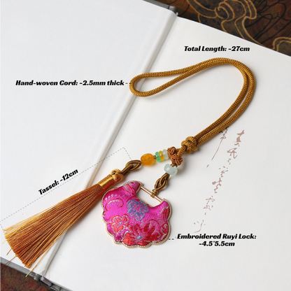 Ruyi Lock Amulet Charm | Chinese Embroidery Song Jin Protective Symbol