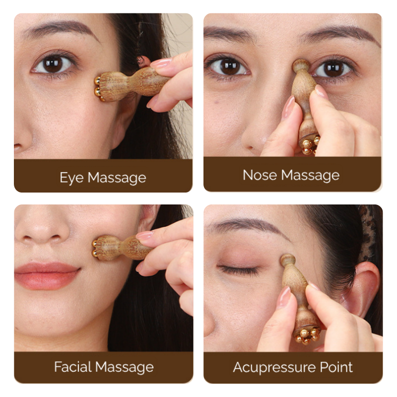 Massage Tool | Little Lotus Brass Bead - Rosewood Handle for Eye Acupressure