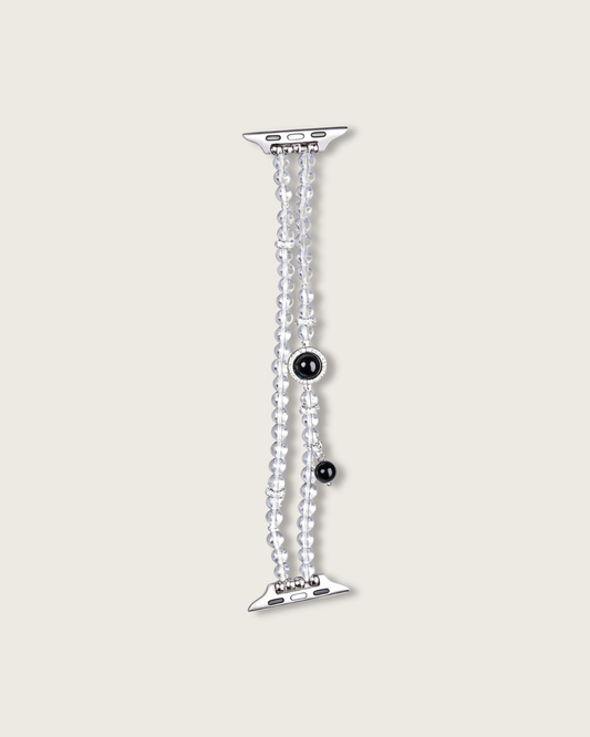 Clear Guardian, Obsidian & Clear Quartz Watch Band, Shield Your Energy