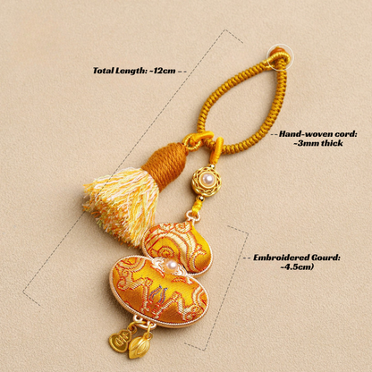 Embroidered Gourd Charm | Classic Symbol of Good Fortune with Braided Tassel